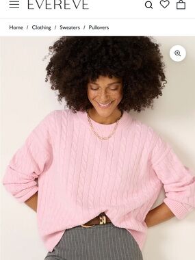 Alex Mill Light Pink Cable Crewneck Sweater
